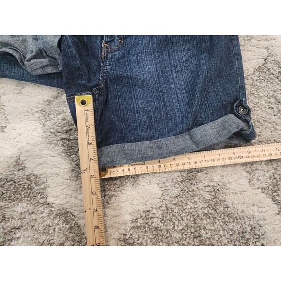 St Johns Bay Shorts Womens 14 Blue Dark Wash Cuffed Cotton Blend - Picture 4 of 7